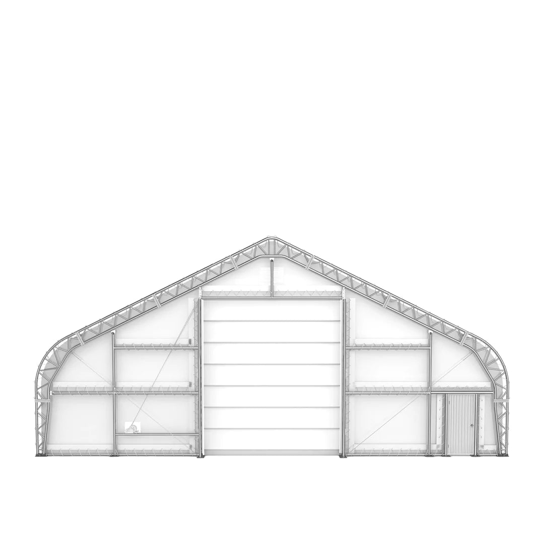 New Pro Series 50' x 80' Dual Truss Storage Shelter with Heavy Duty 32 oz PVC Cover & Drive Through Doors