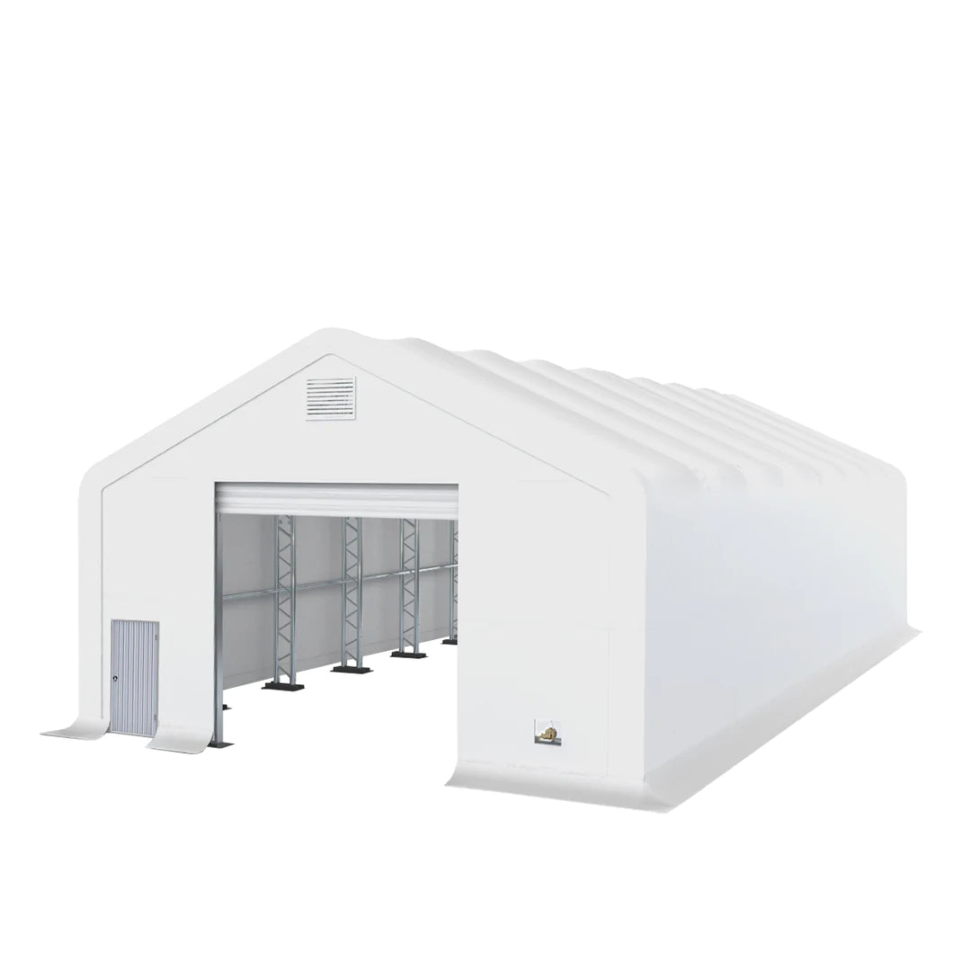 New Pro Series 30' x 63' Dual Truss Storage Shelter with Heavy Duty 17 oz PVC Cover & Drive Through Doors