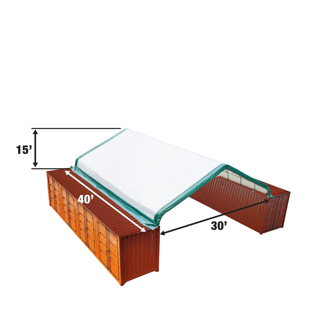 New 30' x 40' PE Fabric Pro Series Container Peak Roof Shelter, Fire Retardant, Water Resistant, UV Protected