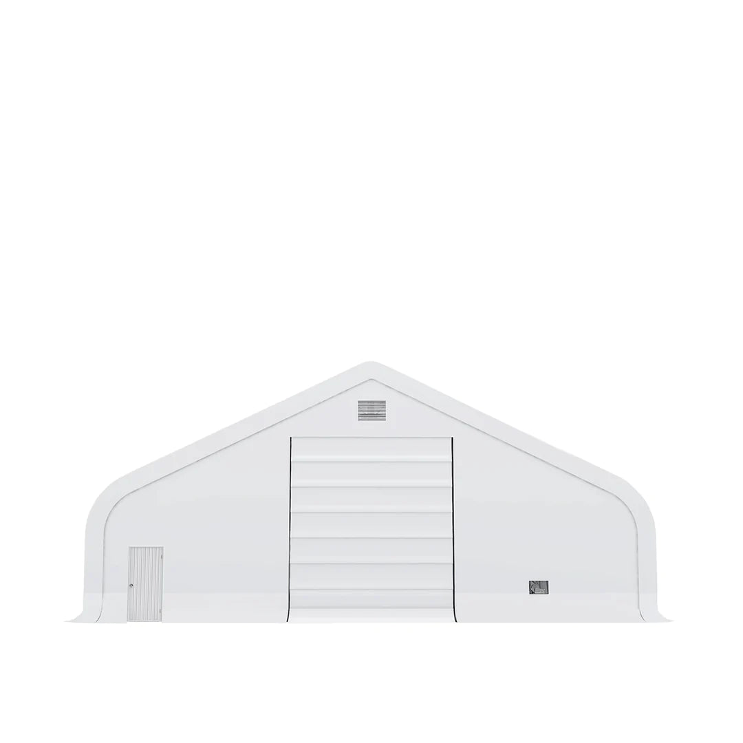 New Pro Series 50' x 150' Dual Truss Storage Shelter with Heavy Duty 32 oz PVC Cover & Drive Through Doors