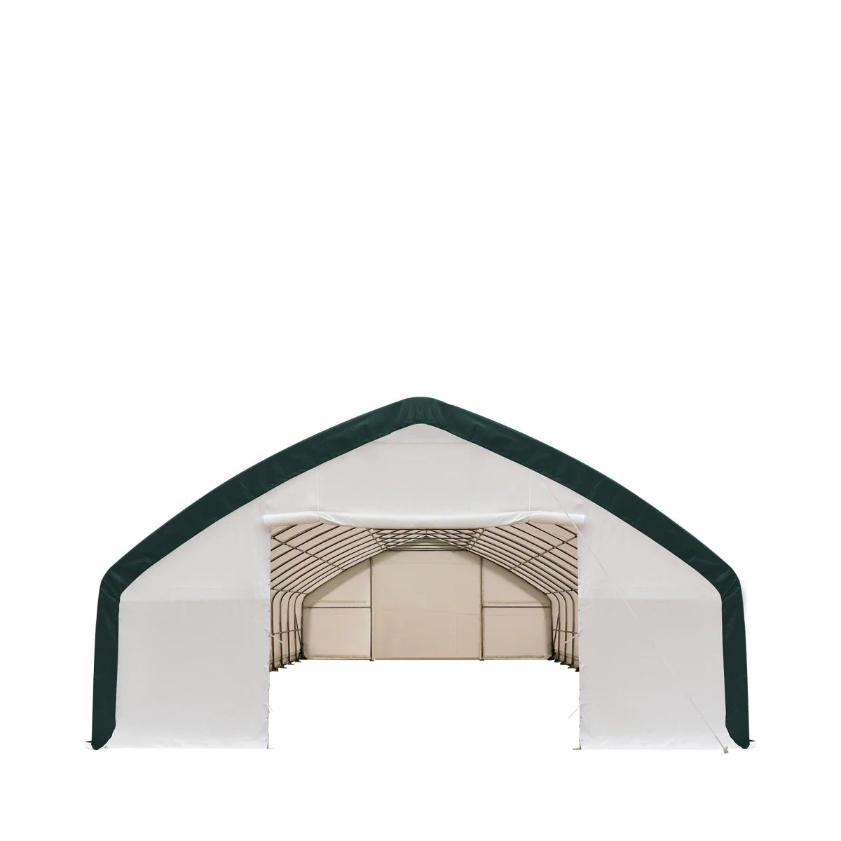 New 30' x 70' Straight Wall Peak Ceiling Storage Shelter with Heavy Duty 11 oz PE Cover & Drive Through Doors,