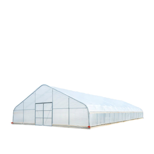 New 30’ x 60’ Tunnel Greenhouse Grow Tent w/6 Mil Clear EVA Plastic Film, Cold Frame, Hand Crank Roll-Up Sides, Peak Ceiling Roof