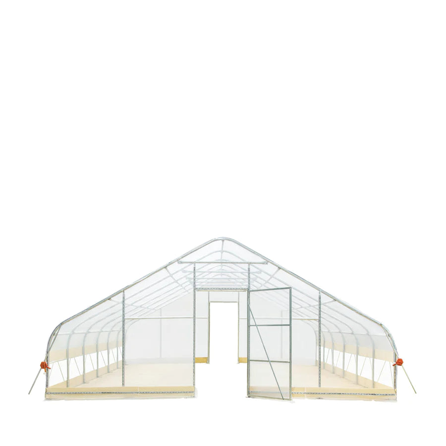 New 25’ x 25’ Tunnel Greenhouse Grow Tent w/6 Mil Clear EVA Plastic Film, Cold Frame, Hand Crank Roll-Up Sides, Peak Ceiling Roof