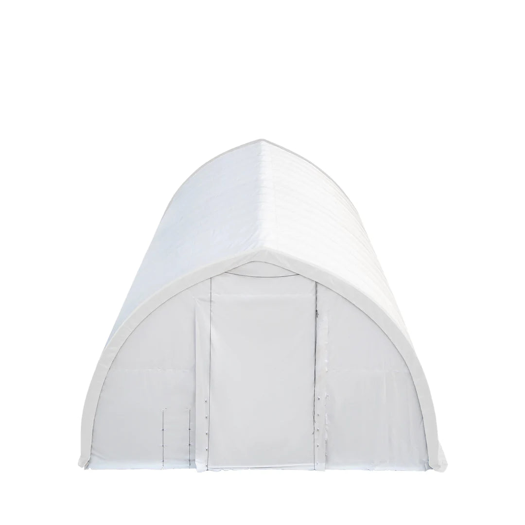 New 40' x 60' Peak Ceiling Storage Shelter, Single Truss, 17oz Commercial Grade PVC Cover, 13' W x 16' H Wide Open Door on Two End Walls