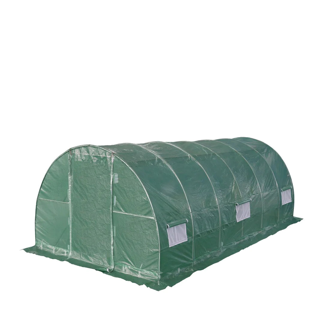 New 10’ x 20’ Tunnel Greenhouse Grow Tent w/Ripstop Leno Cover, Cold Frame, Roll-Up Mesh Windows, Round Top Roof