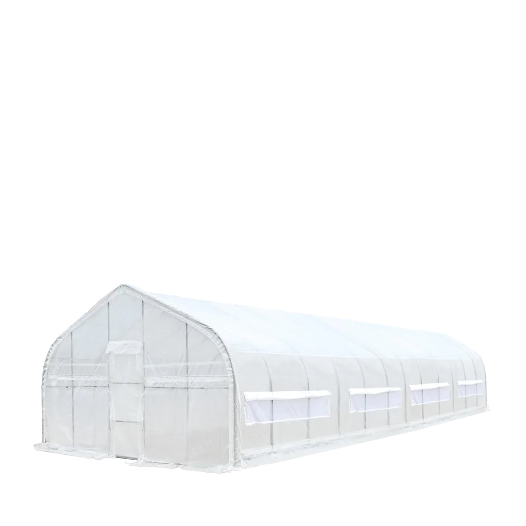 New 20’ x 60’ Tunnel Greenhouse Grow Tent w/12 Mil Ripstop Leno Mesh Cover, Cold Frame, Roll-up Windows, Peak Ceiling Roof