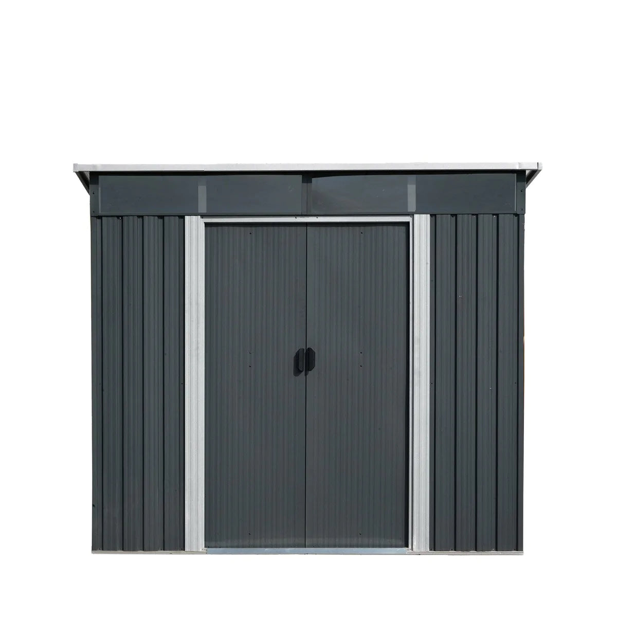 New 6’ x 8’ Galvanized Metal Pent Shed w/Skylight, 41” Sliding Door, 29 GA Corrugated Metal, 80” Peak Ceiling