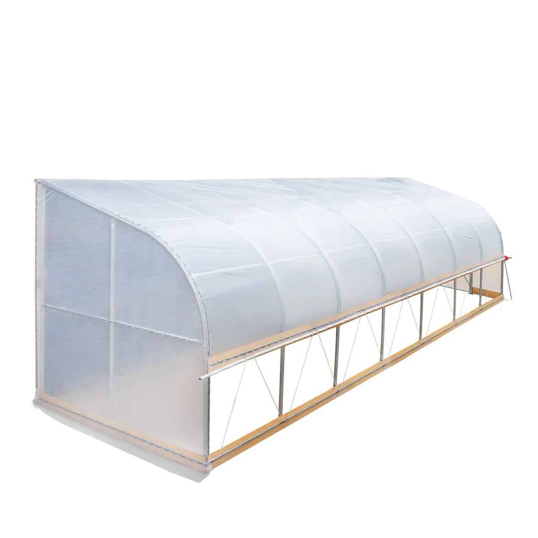 New 10’ x 30’ Lean-To Greenhouse Grow Tent w/6 Mil Clear EVA Plastic Film, Cold Frame, Hand Crank Roll-Up Side, 6-½’ Sidewall