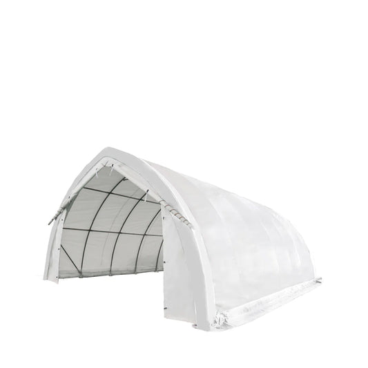 New 20' x 30' Arch Wall Peak Ceiling Storage Shelter with Heavy Duty 11 oz PE Cover & Drive Through Doors