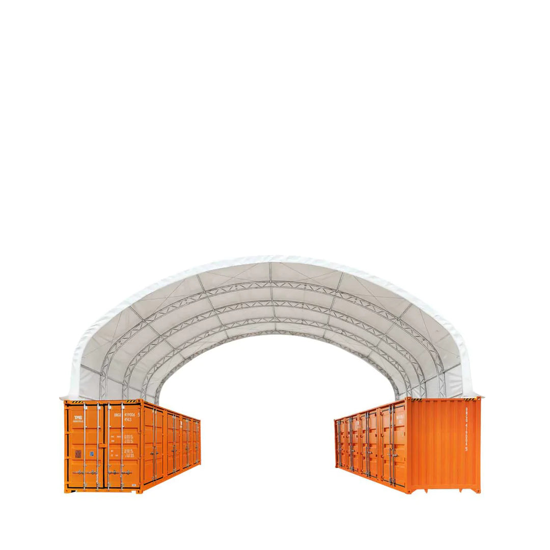 New 40' x 40' Dual Truss Container Shelter with Heavy Duty 21 oz PVC Cover