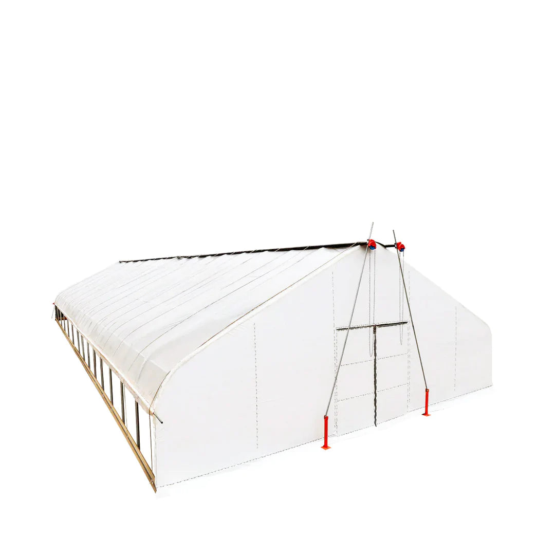 New Pro Series 30’ x 60’ Light Deprivation Two Layer Cover Greenhouse Grow Tent, 6-mil Blackout Tarp and Clear Film, Cold Frame, Hand Crank Roll-Up Sides, Peak Ceiling Roof