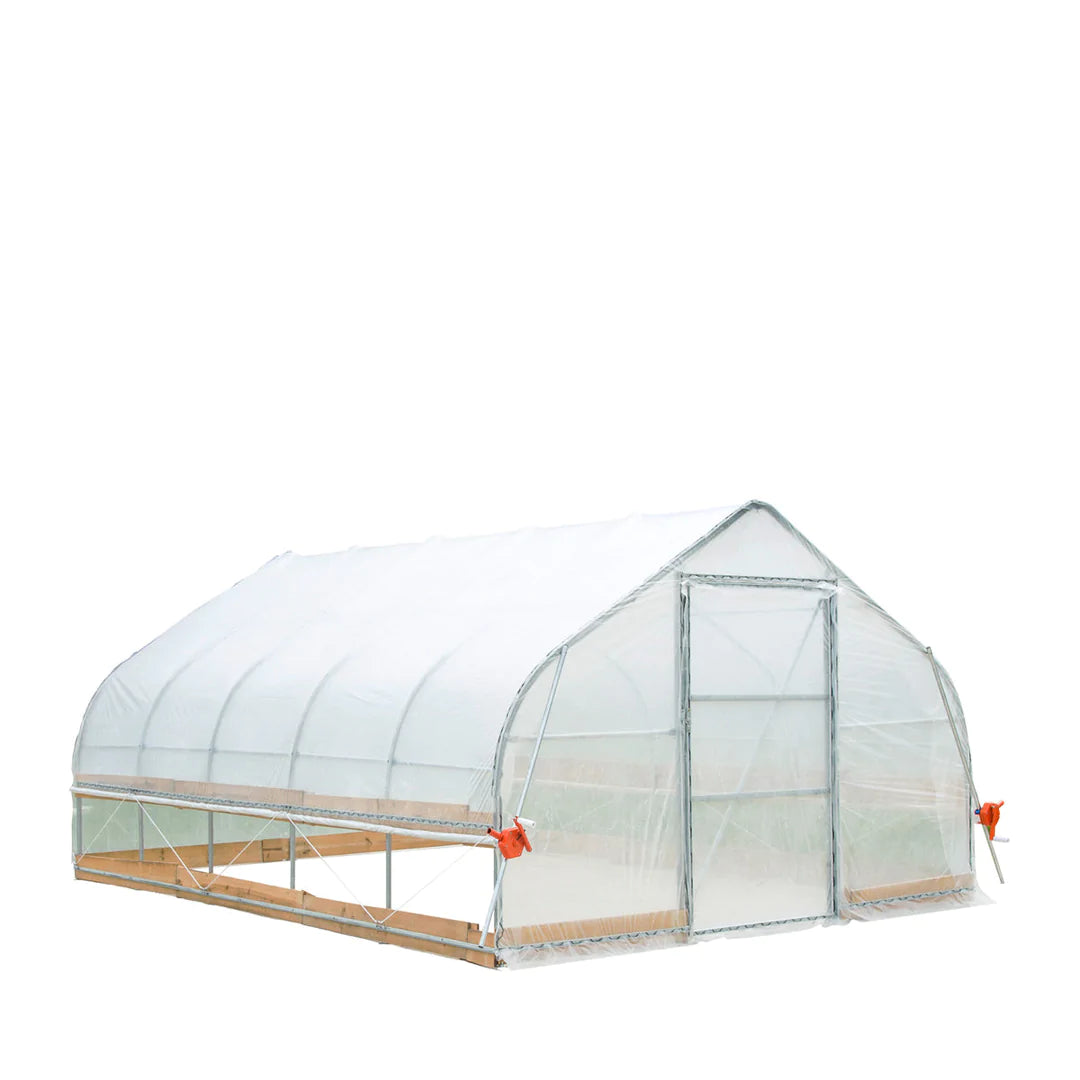 New 12’ x 20’ Tunnel Greenhouse Grow Tent w/6 Mil Clear EVA Plastic Film, Cold Frame, Hand Crank Roll-Up Sides, Peak Ceiling Roof