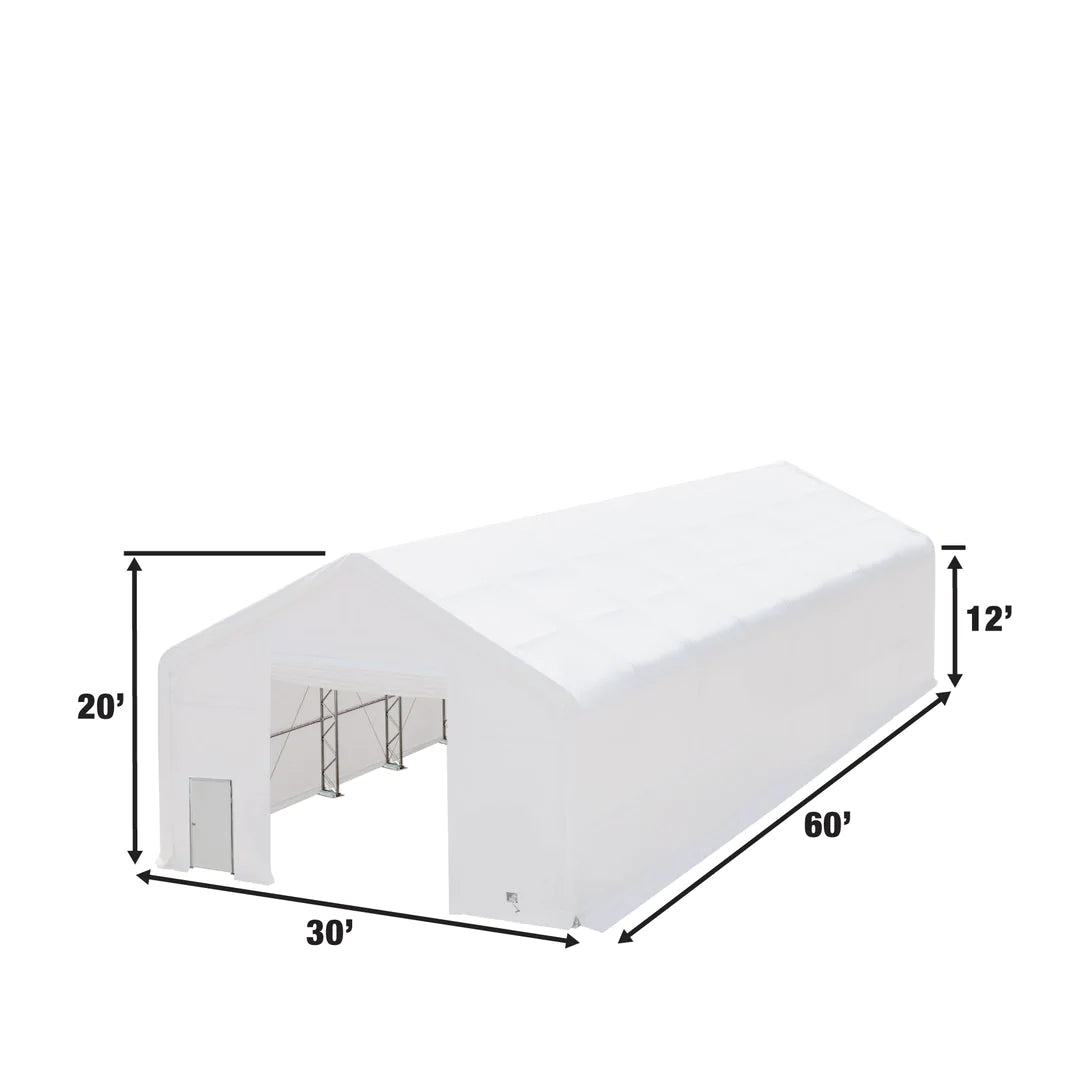 New Pro Series 30' x 63' Dual Truss Storage Shelter with Heavy Duty 17 oz PVC Cover & Drive Through Doors