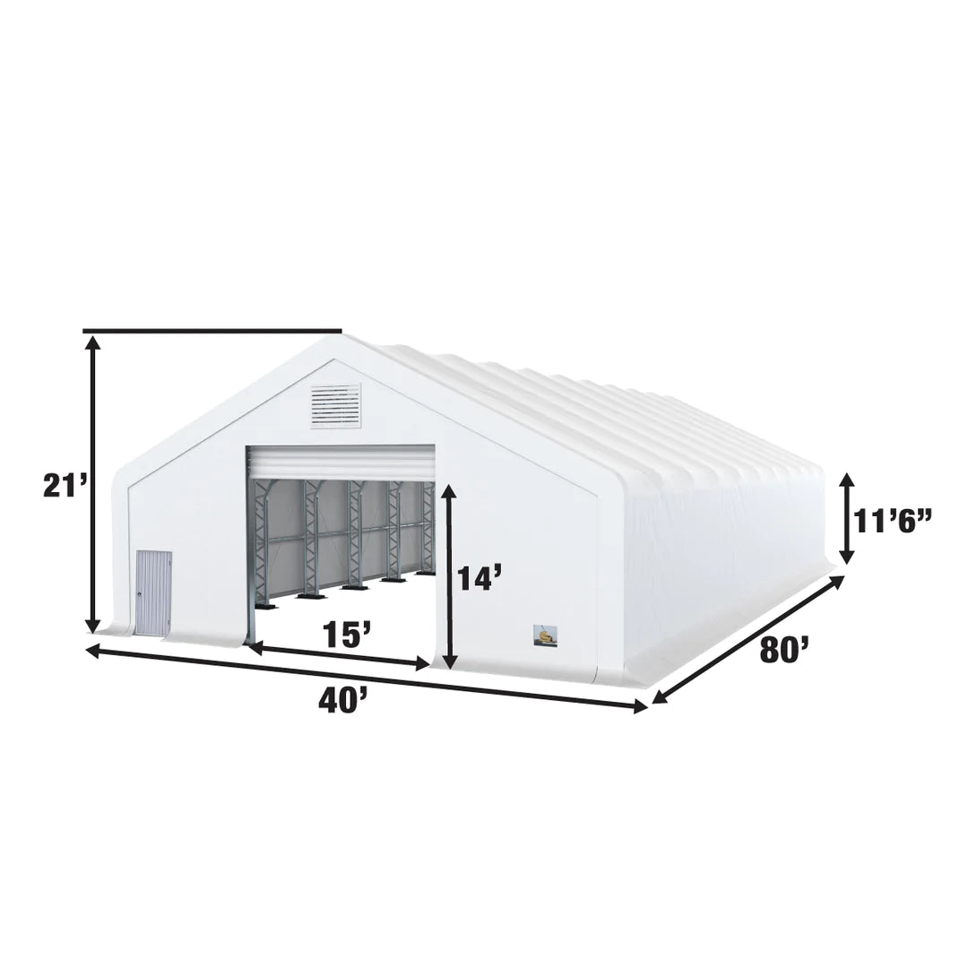 New Pro Series 40' x 80' Dual Truss Storage Shelter with Heavy Duty 21 oz PVC Cover & Drive Through Doors