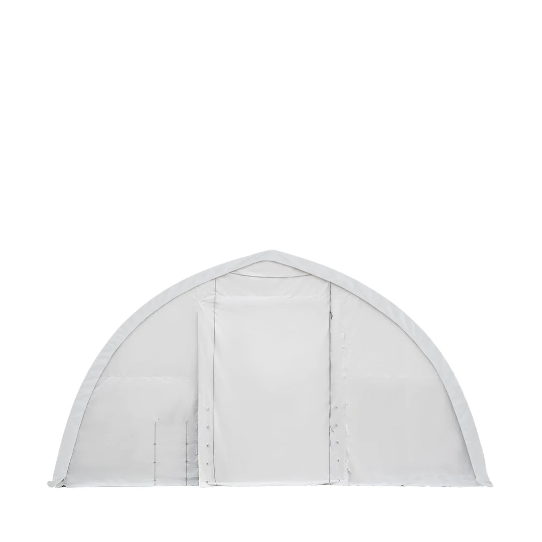 New 40' x 60' Peak Ceiling Storage Shelter, Single Truss, 17oz Commercial Grade PVC Cover, 13' W x 16' H Wide Open Door on Two End Walls