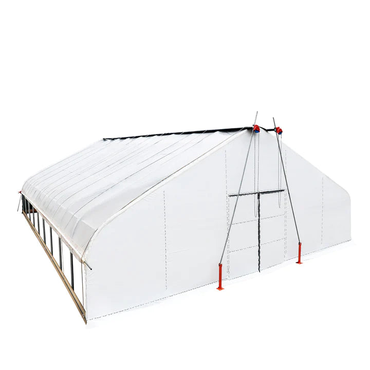 New Pro Series 30’ x 40’ Light Deprivation Two Layer Cover Greenhouse Grow Tent, 6-mil Blackout Tarp and Clear Film, Cold Frame, Hand Crank Roll-Up Sides, Peak Ceiling Roof