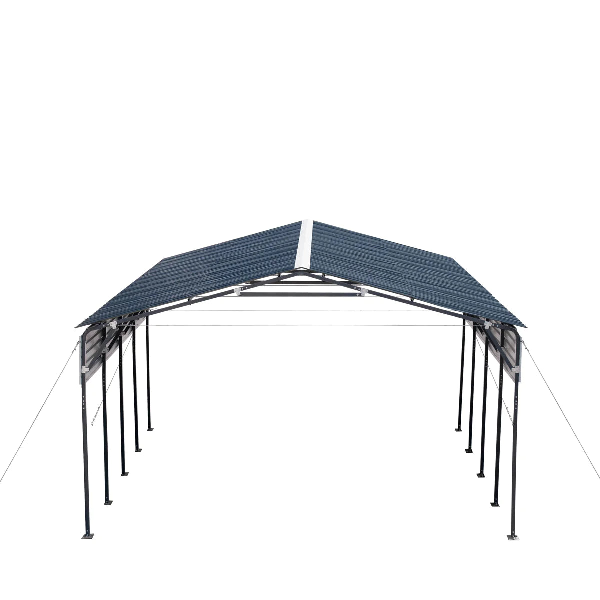 New 20’ x 20’ Metal Shed Carport, 10’ Open Sidewalls, 400 Sq-Ft, 27 GA Corrugated Panels