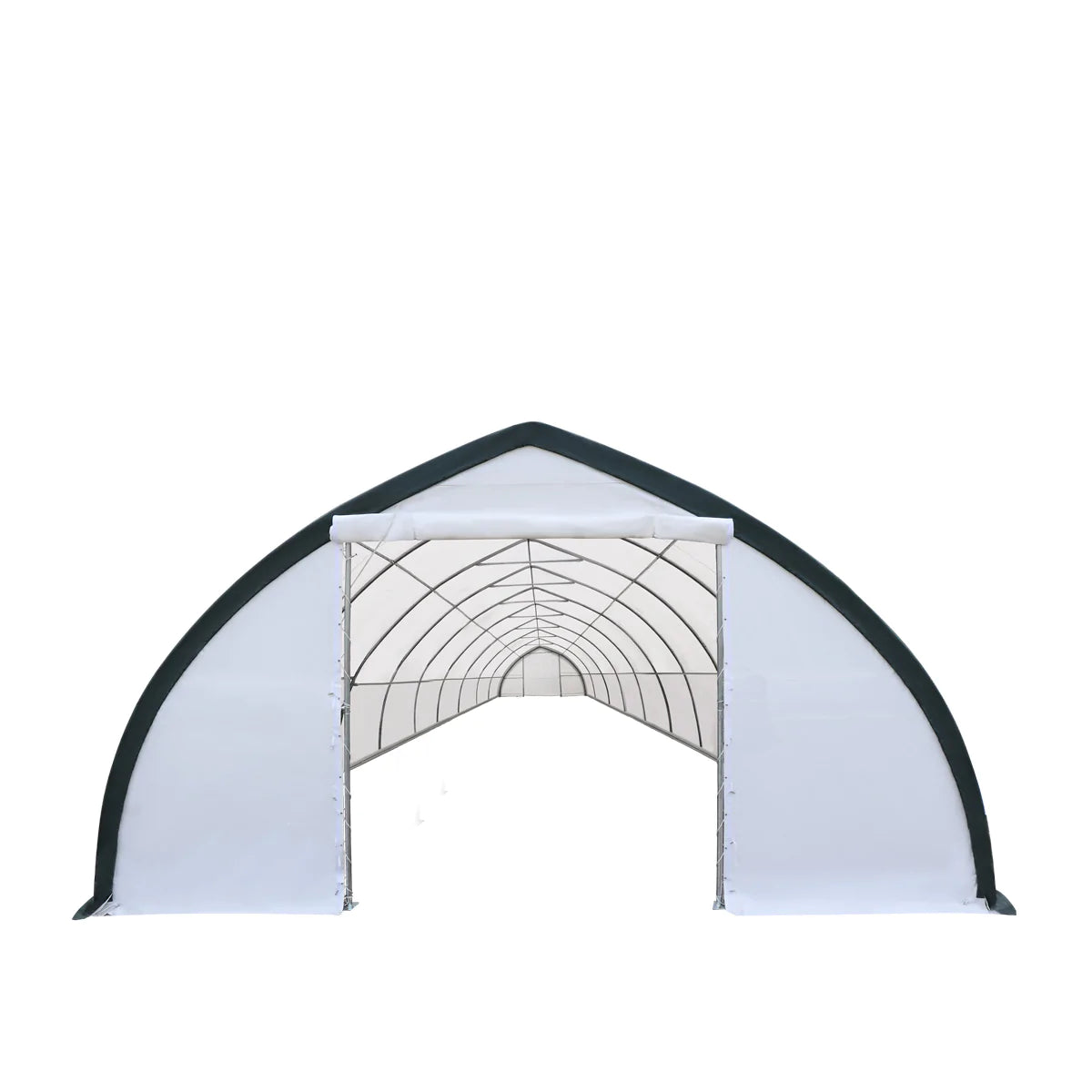 New 30' x 80' Peak Ceiling Storage Shelter with Heavy Duty 11 oz PE Cover & Drive Through Doors