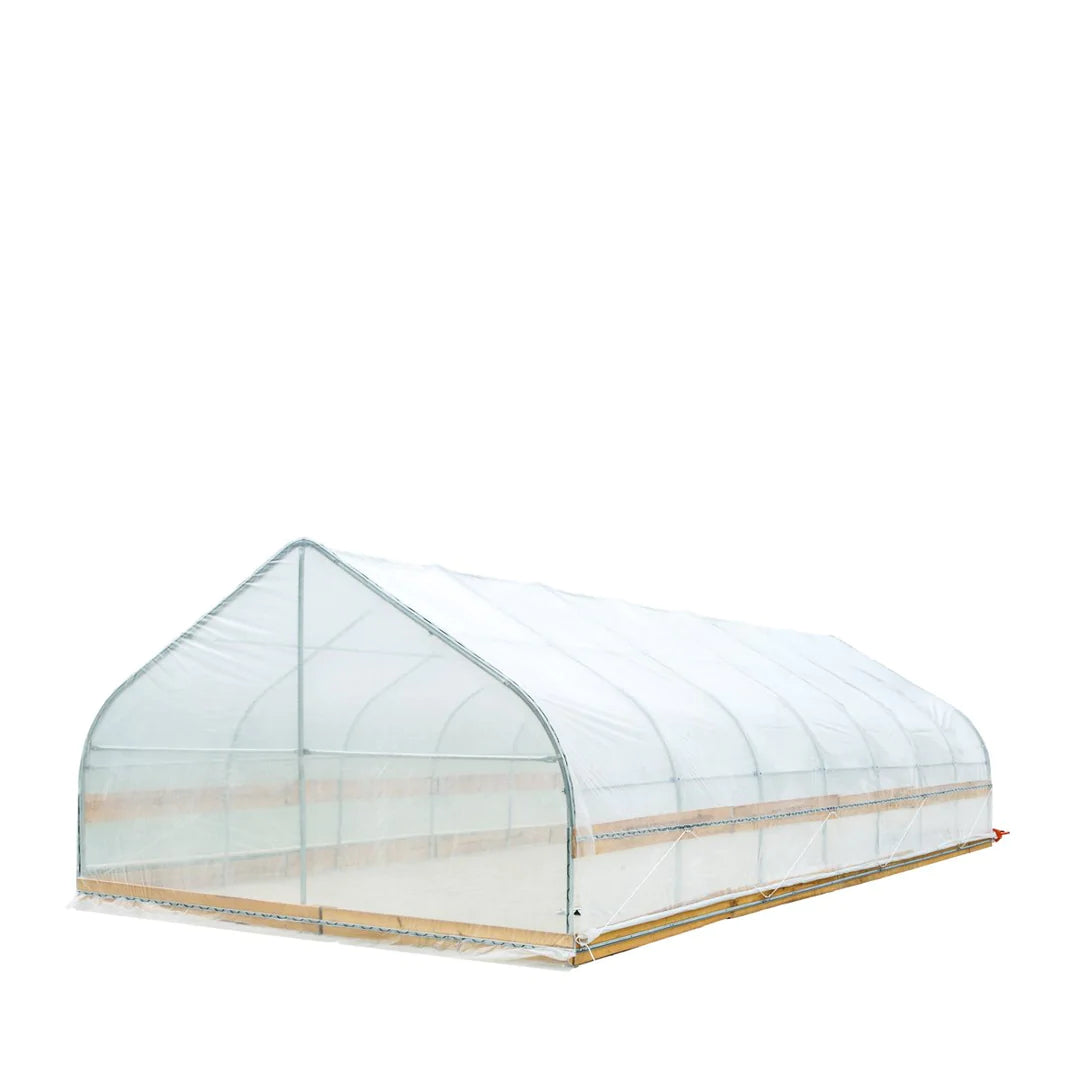 New 12’ x 30’ Tunnel Greenhouse Grow Tent w/6 Mil Clear EVA Plastic Film, Cold Frame, Hand Crank Roll-Up Sides, Peak Ceiling Roof