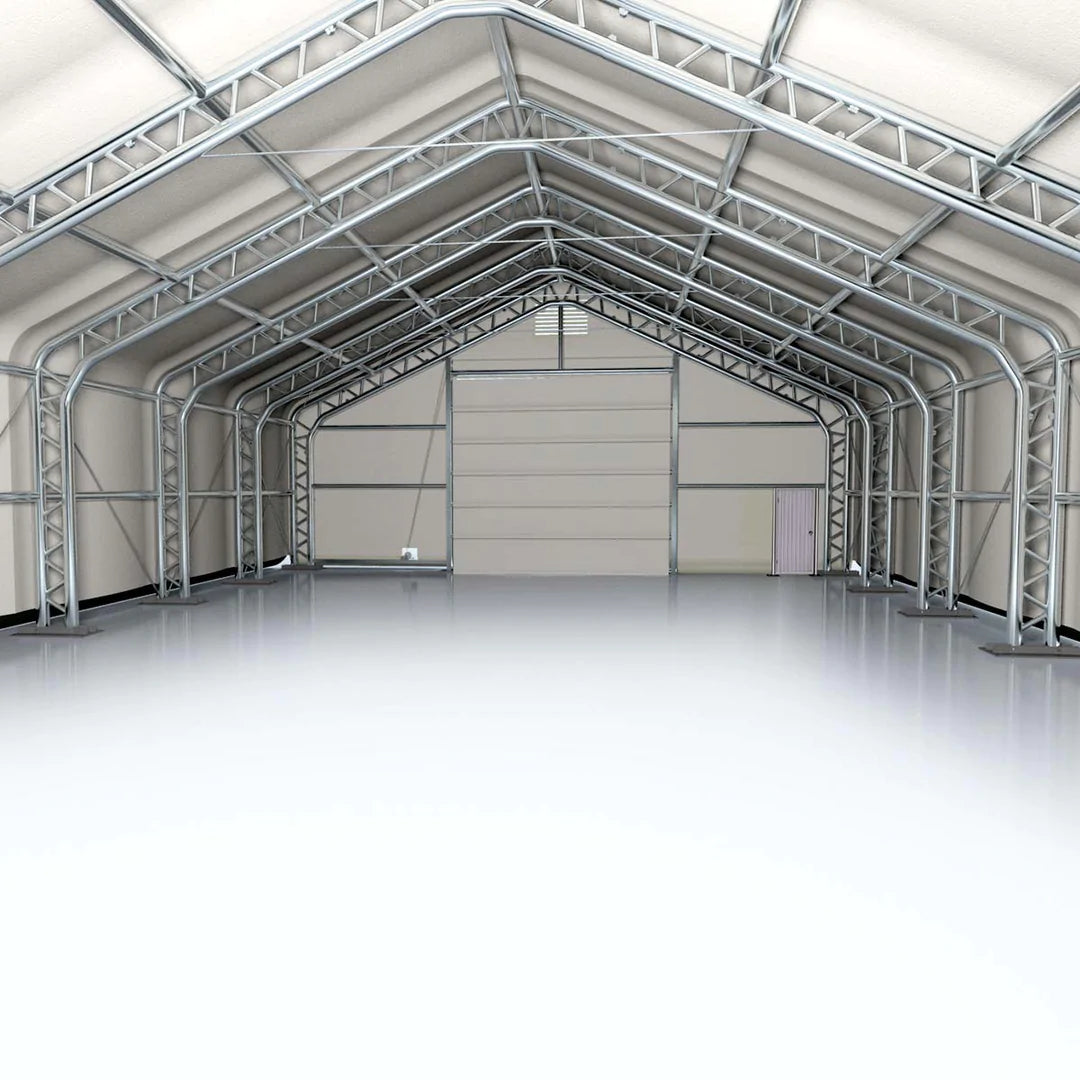 New Pro Series 40' x 40' Dual Truss Storage Shelter with Heavy Duty 21 oz PVC Cover & Drive Through Doors