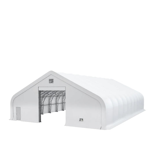 New Pro Series 50' x 55' Dual Truss Storage Shelter with Heavy Duty 32 oz PVC Cover & Drive Through Doors