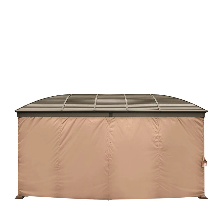 New 10’ x 20’ Hardtop Curved Steel Roof Patio Gazebo, Mosquito Nets & Curtains Included