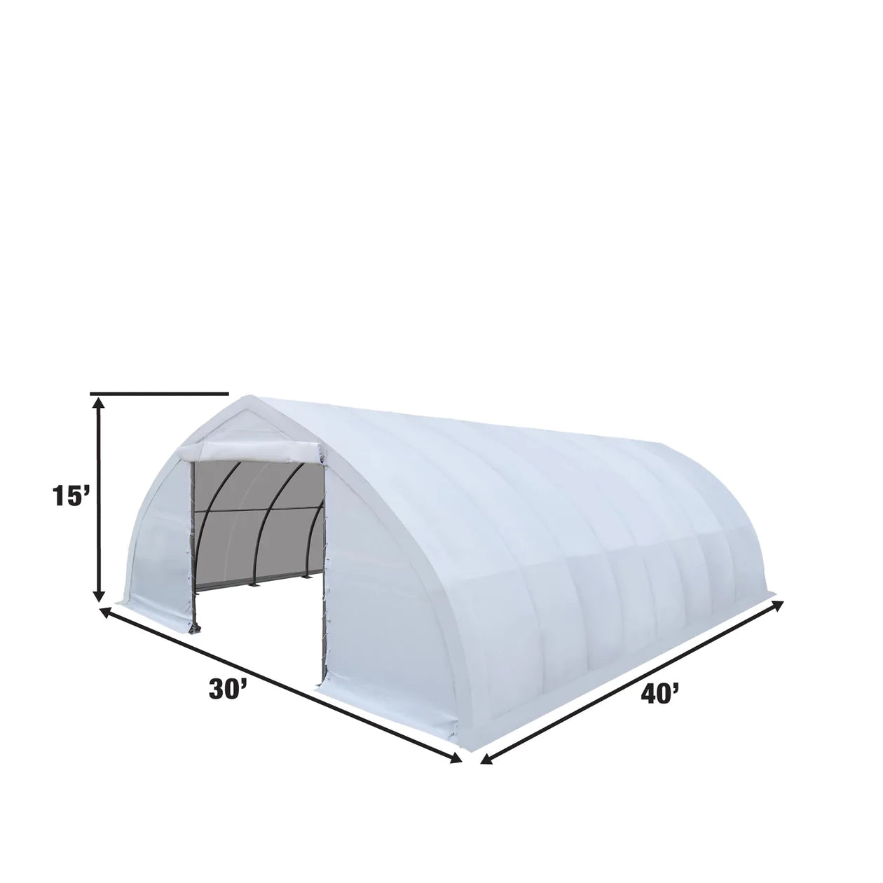 New 30' x 40' Peak Ceiling Storage Shelter with Heavy Duty 17 oz PVC Cover & Drive Through Doors