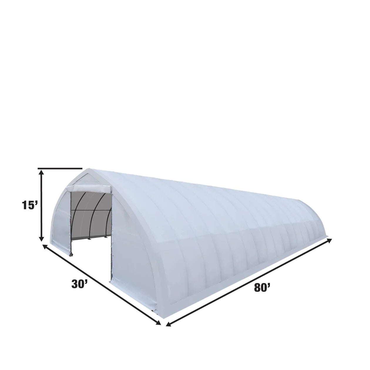 New 30' x 80' Peak Ceiling Storage Shelter with Heavy Duty 17 oz PVC Cover & Drive Through Doors