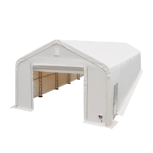 New Pro Series 20' x 63' Dual Truss Storage Shelter with Heavy Duty 17 oz PVC Cover & Drive Through Doors