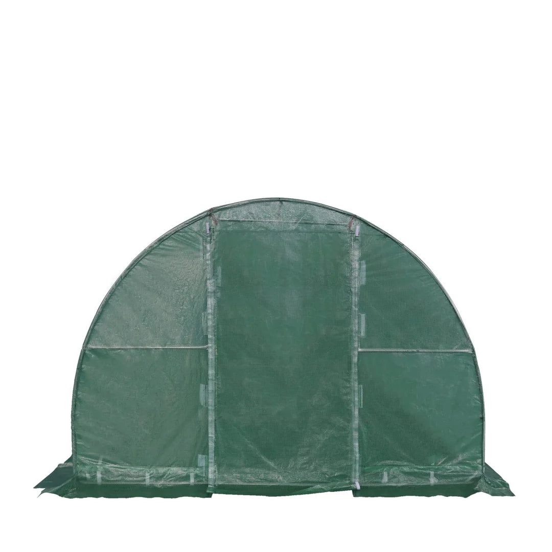 New 10’ x 10’ Tunnel Greenhouse Grow Tent w/Ripstop Leno Cover, Cold Frame, Roll-Up Mesh Windows, Round Top Roof