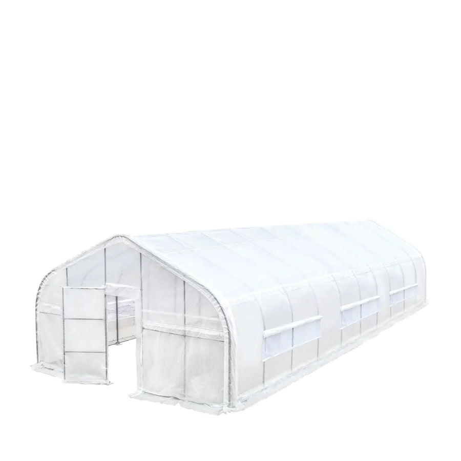 New 20’ x 50’ Tunnel Greenhouse Grow Tent w/12 Mil Ripstop Leno Mesh Cover, Cold Frame, Roll-up Windows, Peak Ceiling Roof