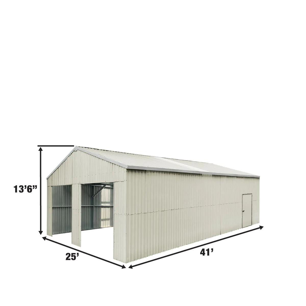 New 25’ x 41’ Double Garage Metal Barn Shed with Side Entry Door, 1025 Sq-Ft Floor Space, 9’8” Eave Height, 27 GA Metal, Skylights, 4/12 Roof Pitch