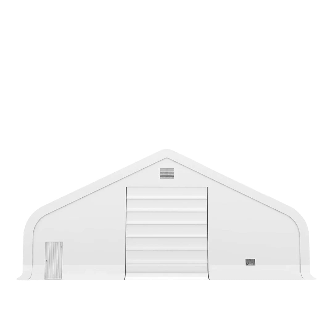 New Pro Series 50' x 55' Dual Truss Storage Shelter with Heavy Duty 32 oz PVC Cover & Drive Through Doors