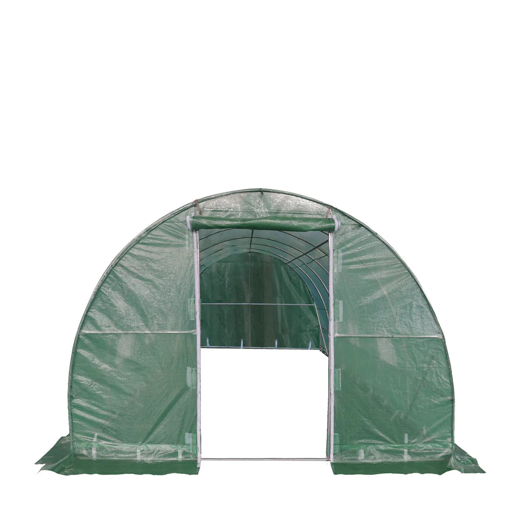 New 10’ x 10’ Tunnel Greenhouse Grow Tent w/Ripstop Leno Cover, Cold Frame, Roll-Up Mesh Windows, Round Top Roof