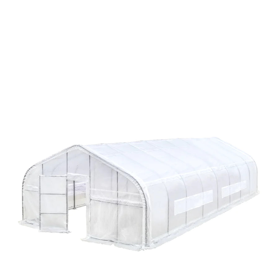 New 20’ x 40’ Tunnel Greenhouse Grow Tent w/12 Mil Ripstop Leno Mesh Cover, Cold Frame, Roll-up Windows, Peak Ceiling Roof