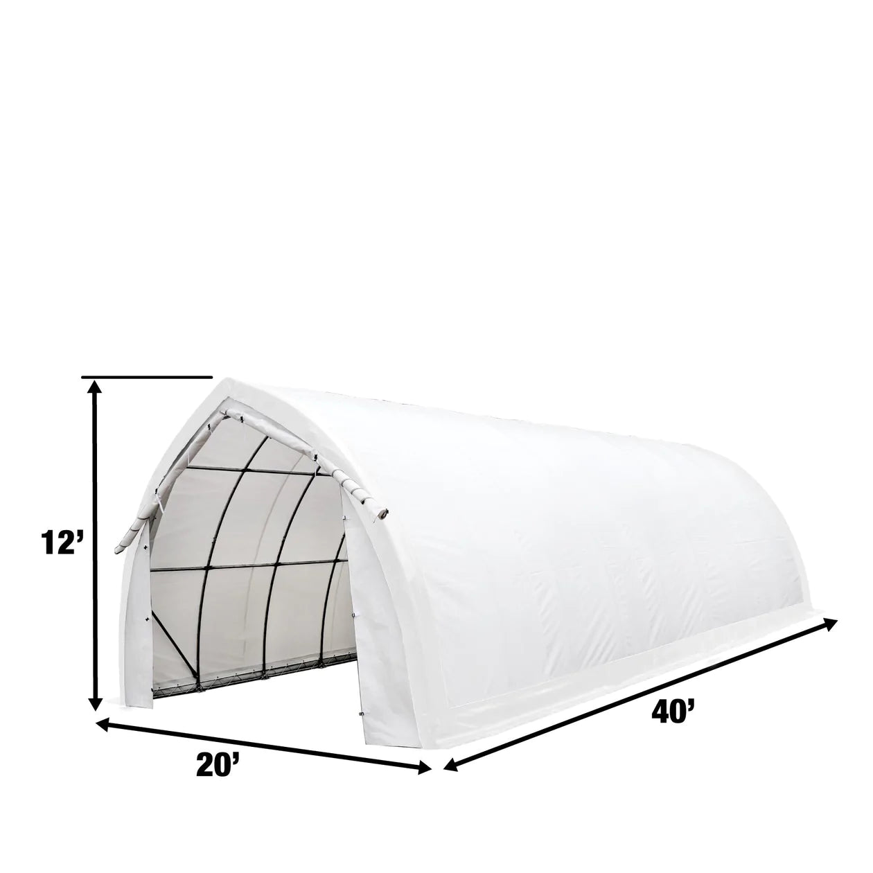 New 20' x 40' Arch Wall Peak Ceiling Storage Shelter with Heavy Duty 17 oz PVC Cover & Drive Through Doors