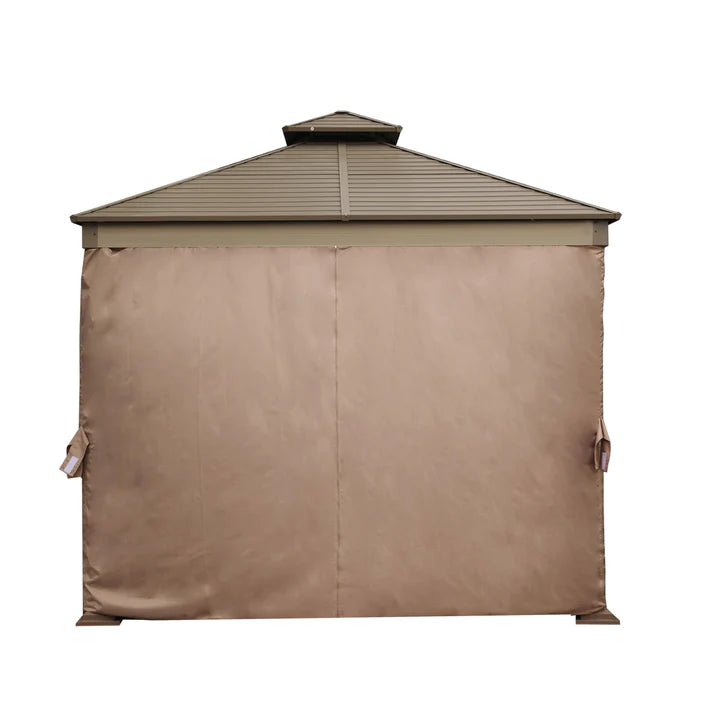 New 10’ x 10’ Hardtop, Double Tier Steel Roof Patio Gazebo, Mosquito Nets & Curtains Included