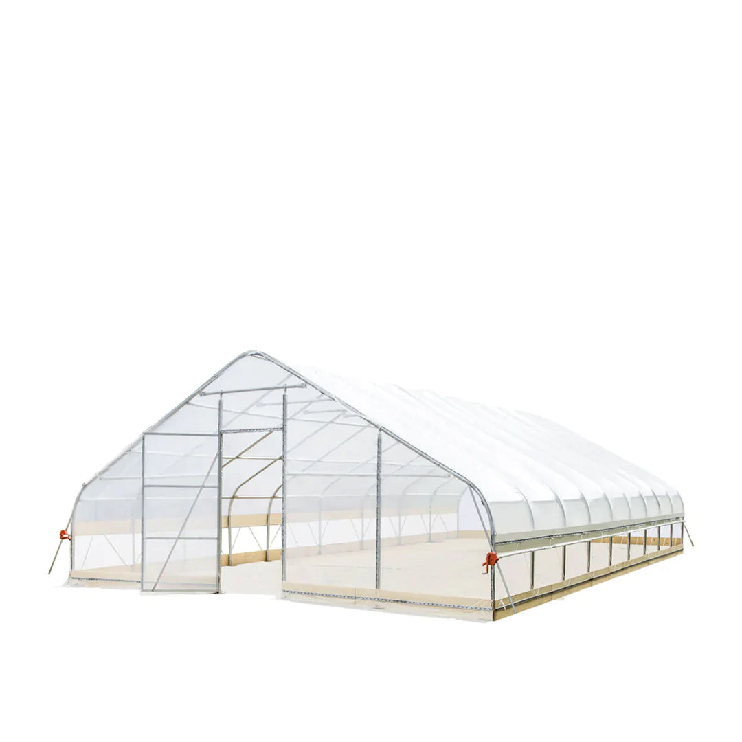 New 25’ x 25’ Tunnel Greenhouse Grow Tent w/6 Mil Clear EVA Plastic Film, Cold Frame, Hand Crank Roll-Up Sides, Peak Ceiling Roof