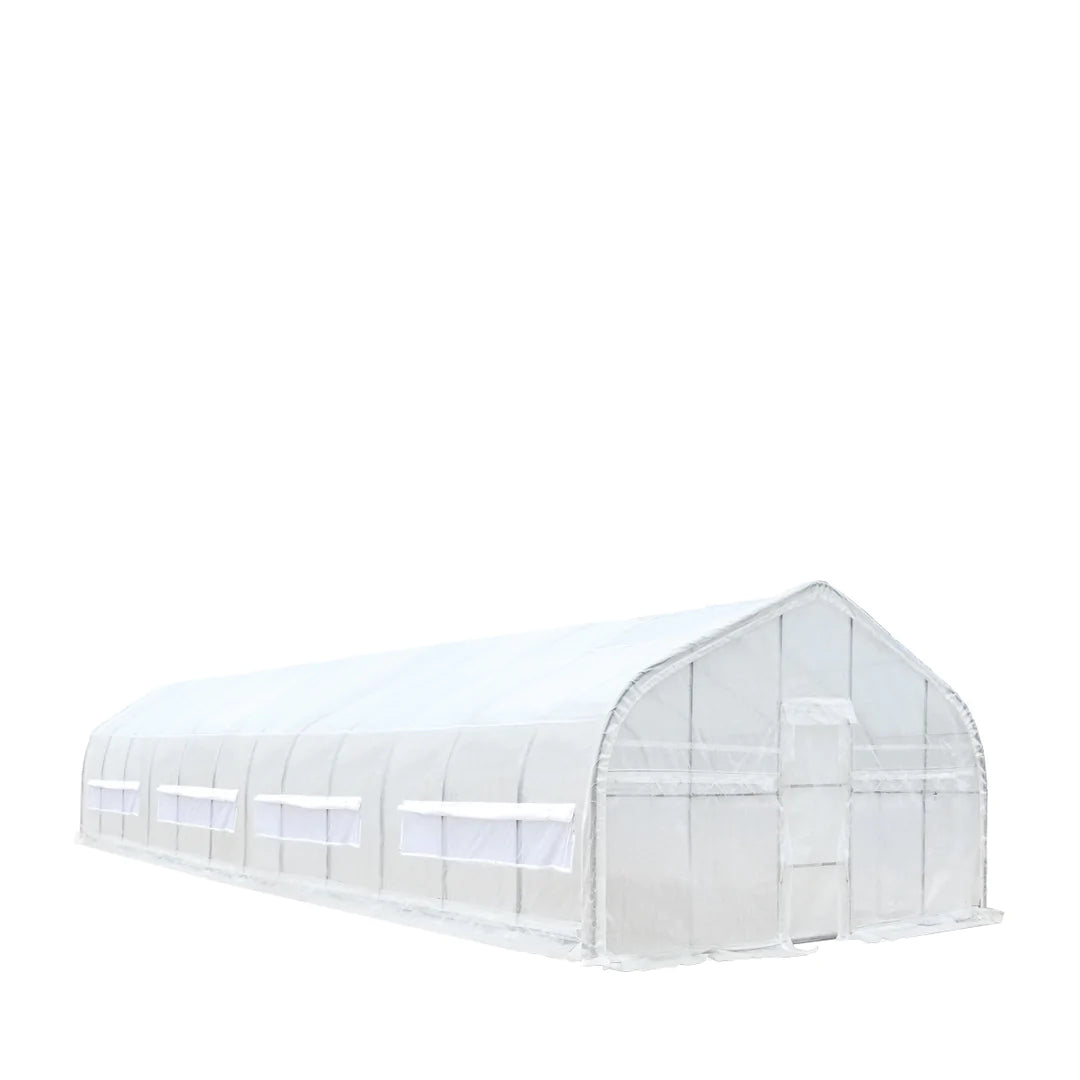 New 20’ x 60’ Tunnel Greenhouse Grow Tent w/12 Mil Ripstop Leno Mesh Cover, Cold Frame, Roll-up Windows, Peak Ceiling Roof