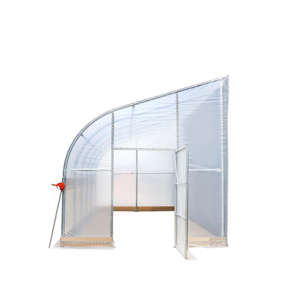 New 10’ x 20’ Lean-To Greenhouse Grow Tent w/6 Mil Clear EVA Plastic Film, Cold Frame, Hand Crank Roll-Up Side, 6-½’ Sidewall