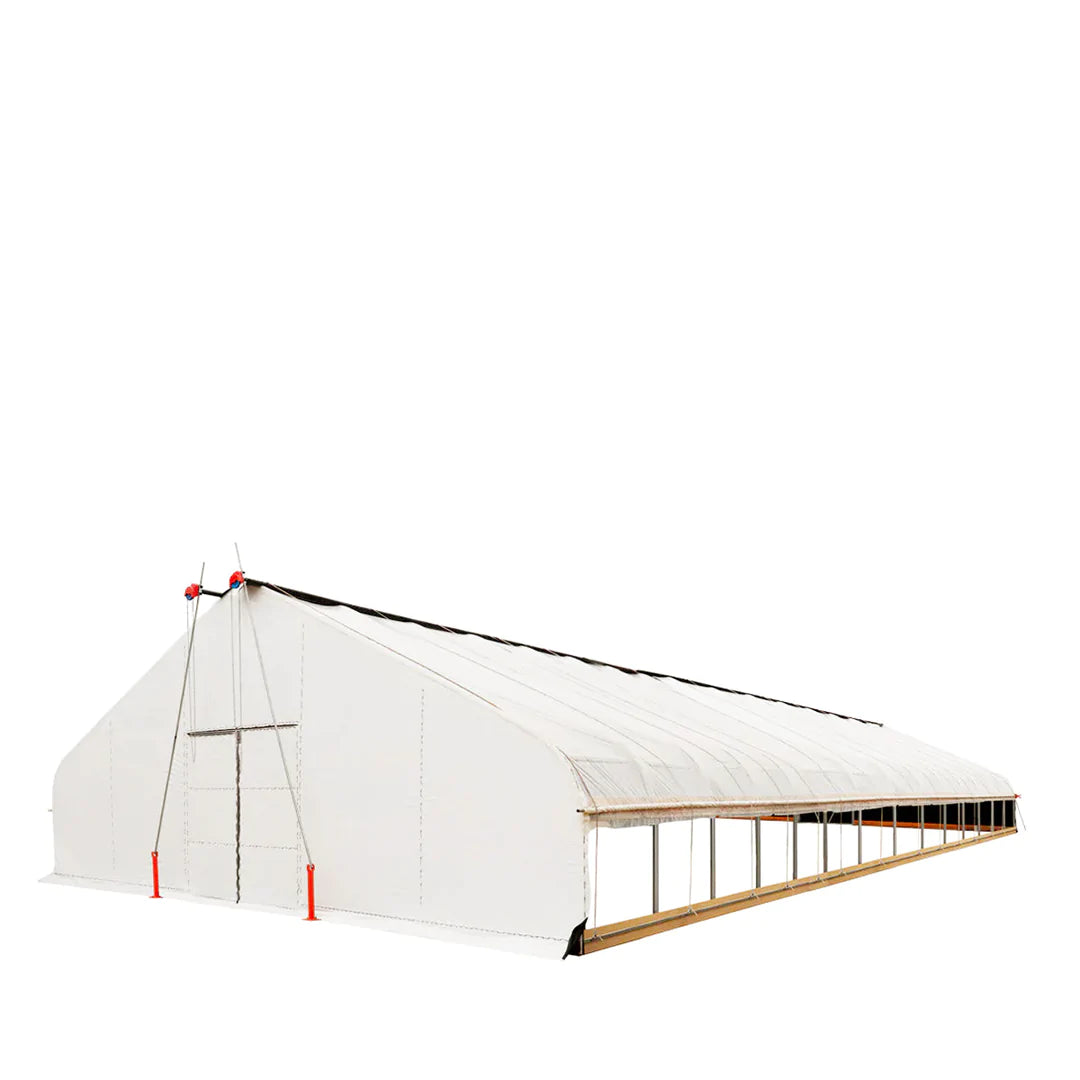 New Pro Series 30’ x 60’ Light Deprivation Two Layer Cover Greenhouse Grow Tent, 6-mil Blackout Tarp and Clear Film, Cold Frame, Hand Crank Roll-Up Sides, Peak Ceiling Roof