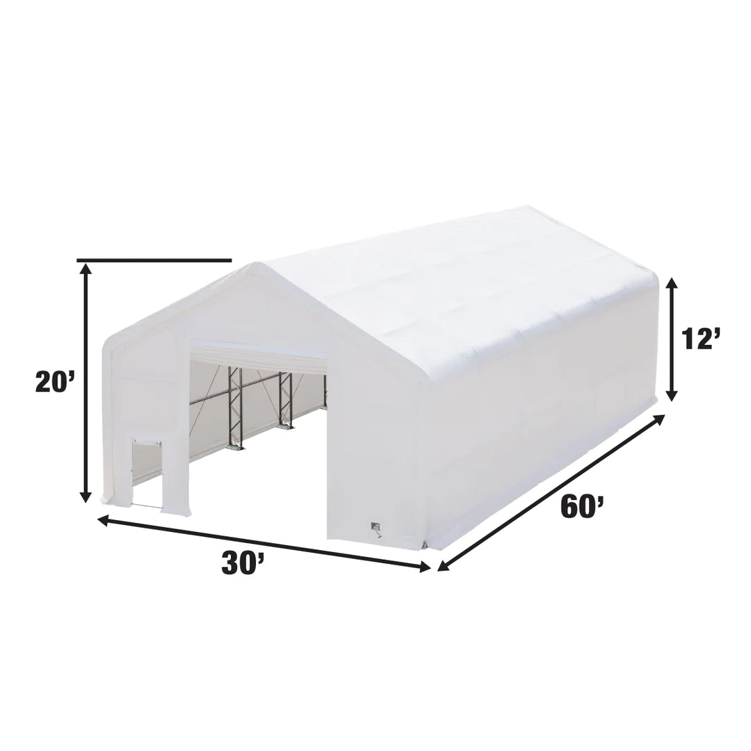 New 30' x 60' Dual Truss Storage Shelter with Heavy Duty 17 oz PVC Cover & Drive Through Doors