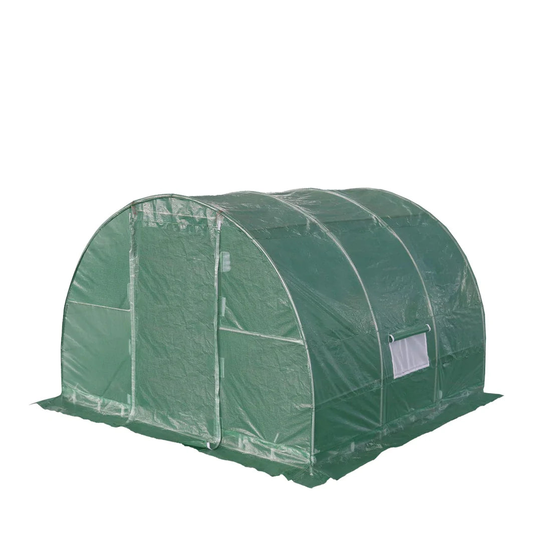 New 10’ x 10’ Tunnel Greenhouse Grow Tent w/Ripstop Leno Cover, Cold Frame, Roll-Up Mesh Windows, Round Top Roof