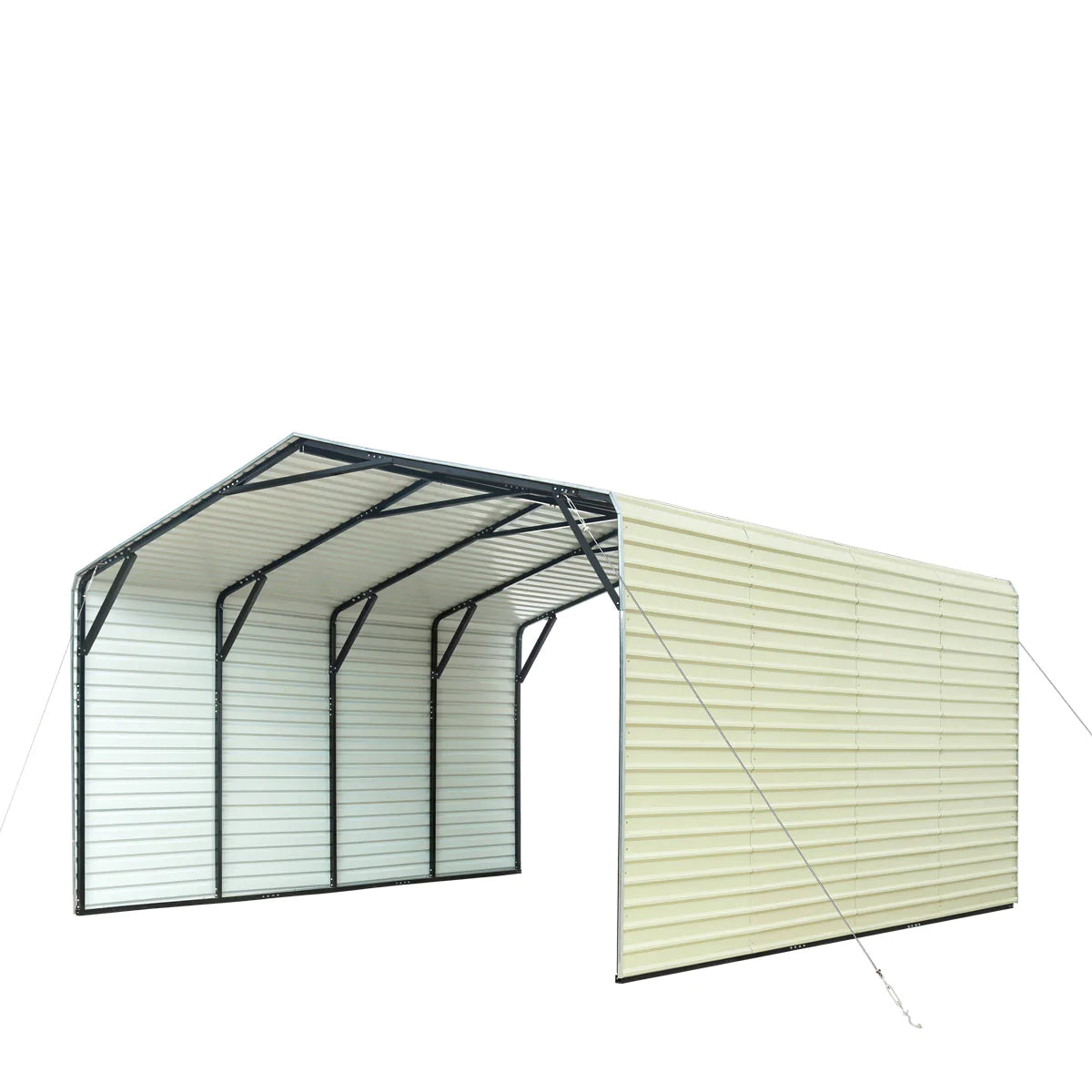 New 20' x 20' All-Steel Carport Shed With 10' High Enclosed Sidewalls