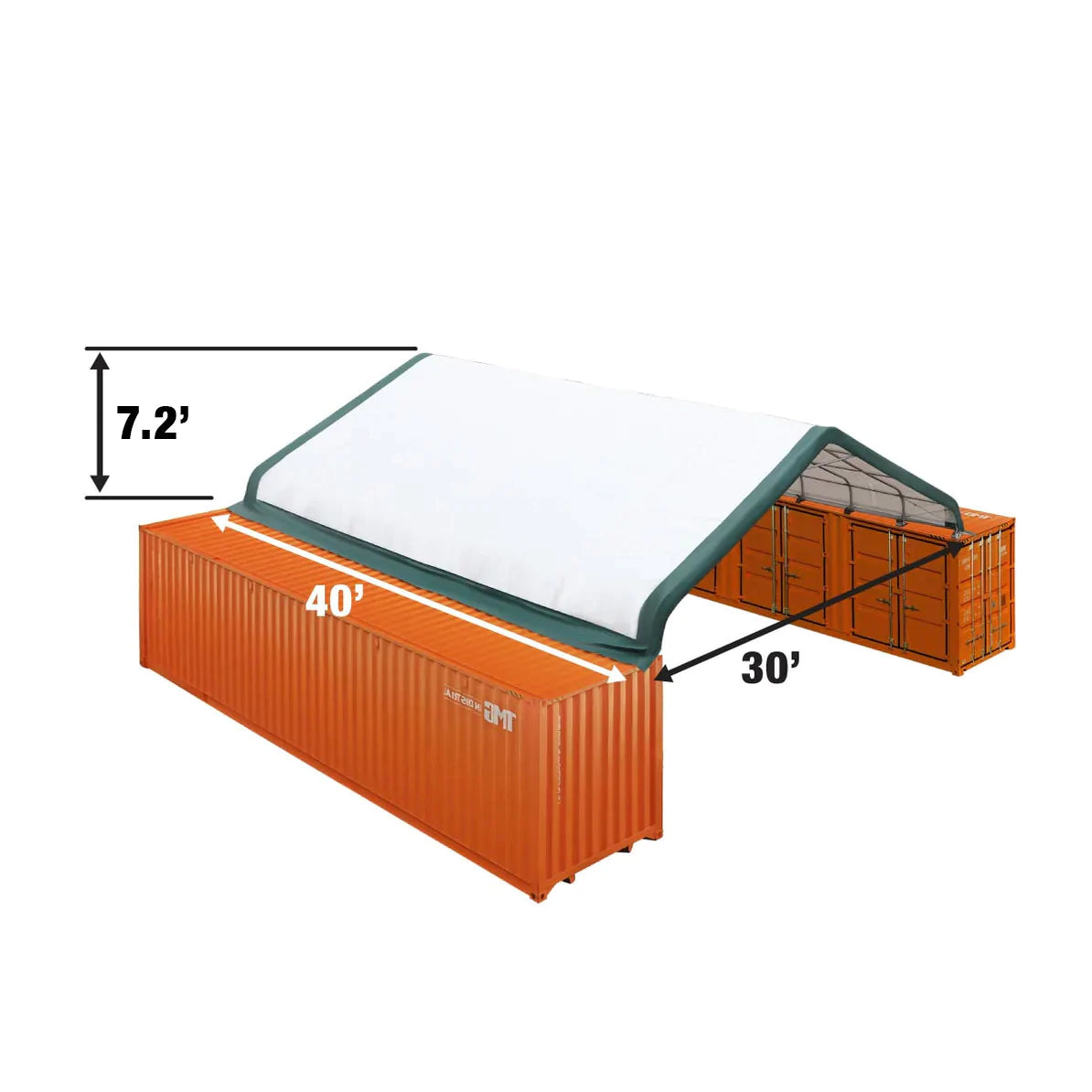 New 30' x 40' Peaked Roof Container Shelter with 11 oz PE Tarpaulin