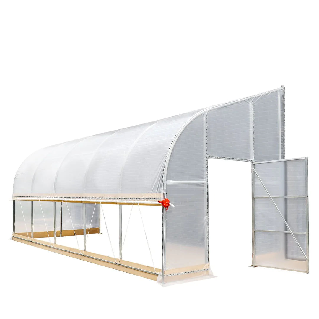 New 10’ x 20’ Lean-To Greenhouse Grow Tent w/6 Mil Clear EVA Plastic Film, Cold Frame, Hand Crank Roll-Up Side, 6-½’ Sidewall