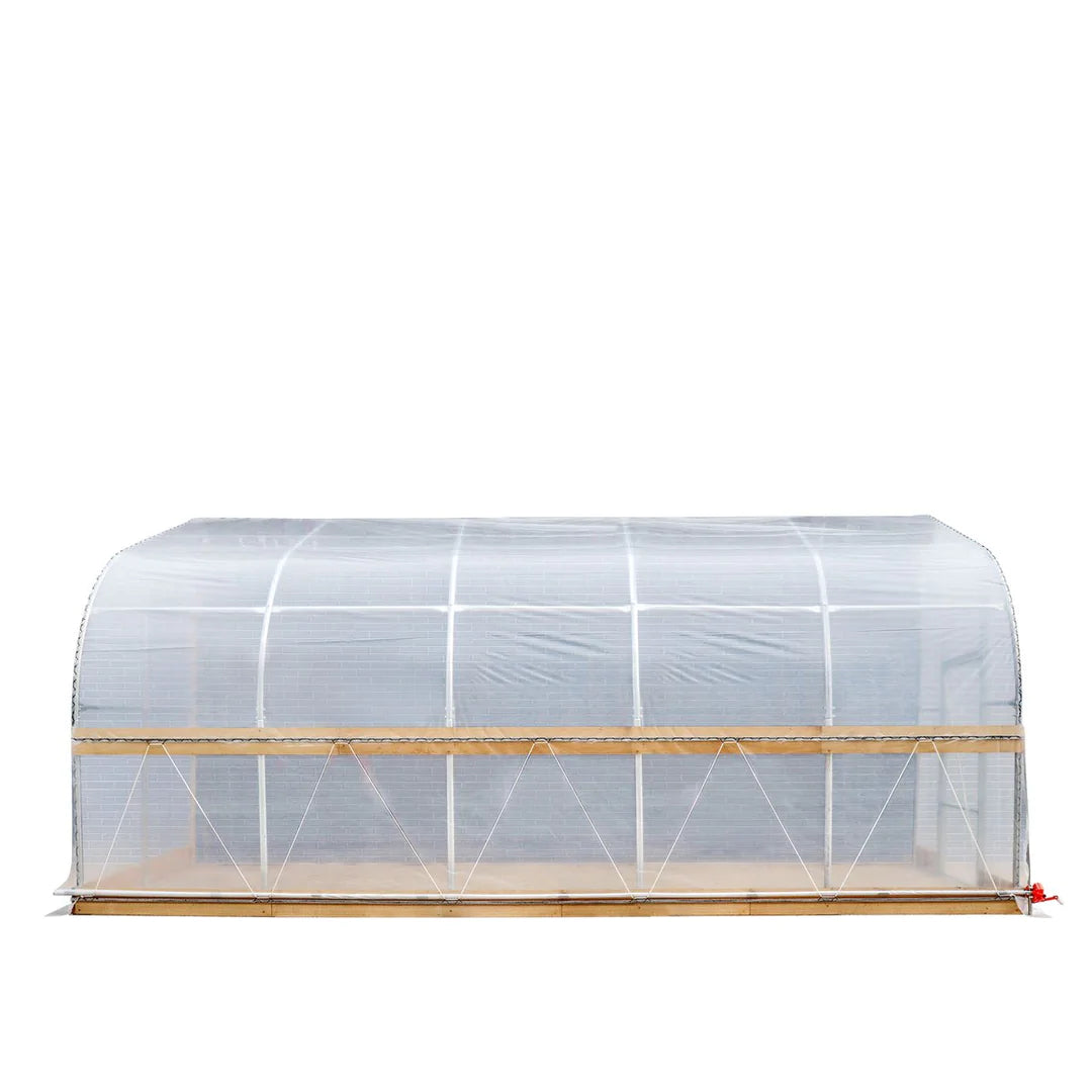 New 10’ x 20’ Lean-To Greenhouse Grow Tent w/6 Mil Clear EVA Plastic Film, Cold Frame, Hand Crank Roll-Up Side, 6-½’ Sidewall