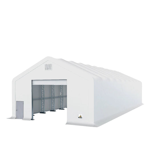 l Pro Series 30' x 80' Dual Truss Storage Shelter with Heavy Duty 17 oz PVC Cover & Drive Through Doors