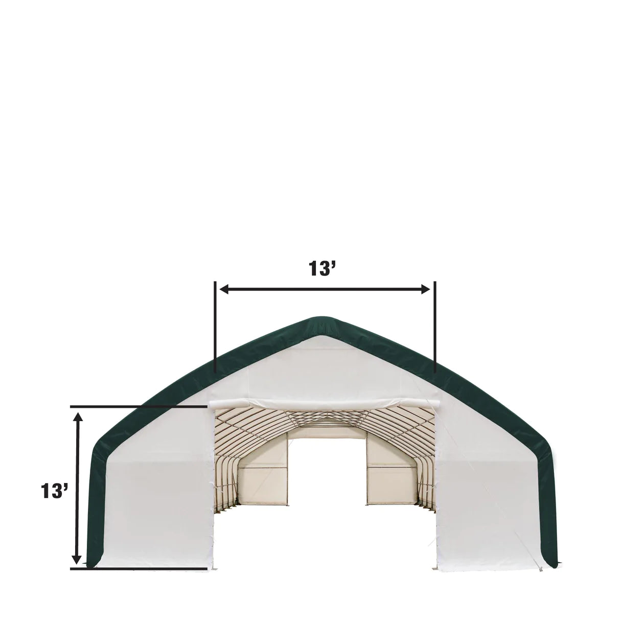 New 30' x 70' Straight Wall Peak Ceiling Storage Shelter with Heavy Duty 11 oz PE Cover & Drive Through Doors,