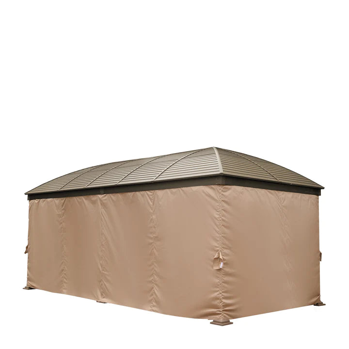 New 10’ x 20’ Hardtop Curved Steel Roof Patio Gazebo, Mosquito Nets & Curtains Included